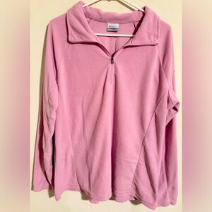 Columbia Women's Pink Quarter-Zip Fleece Sweater Pullover Sz XXL in EUC
